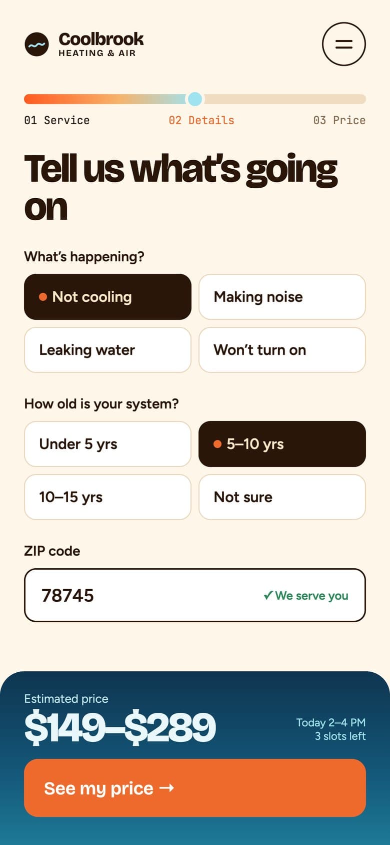 Price estimate on a phone