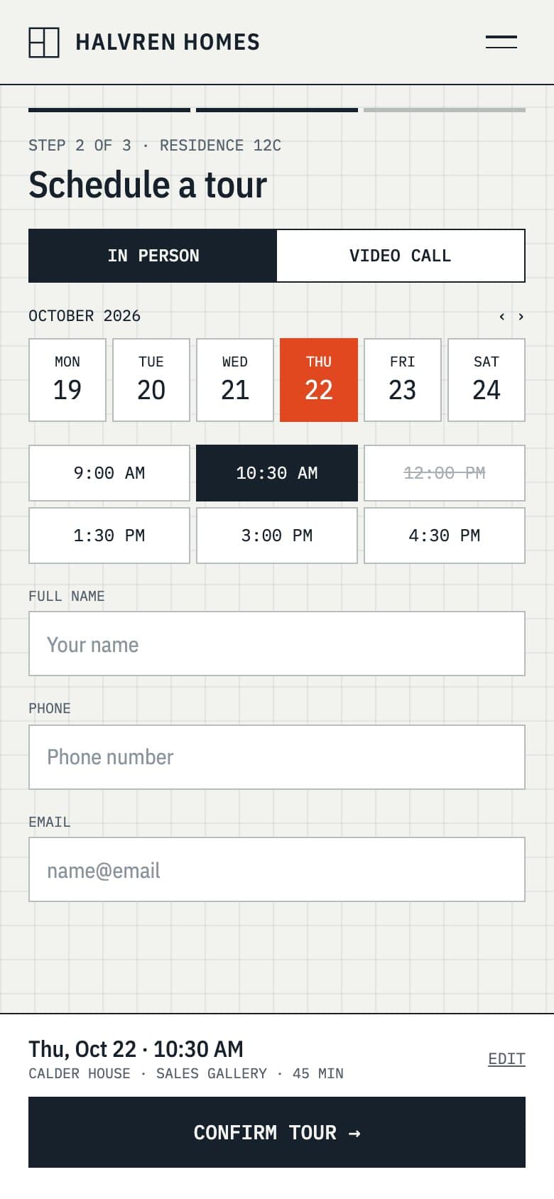 Booking a tour