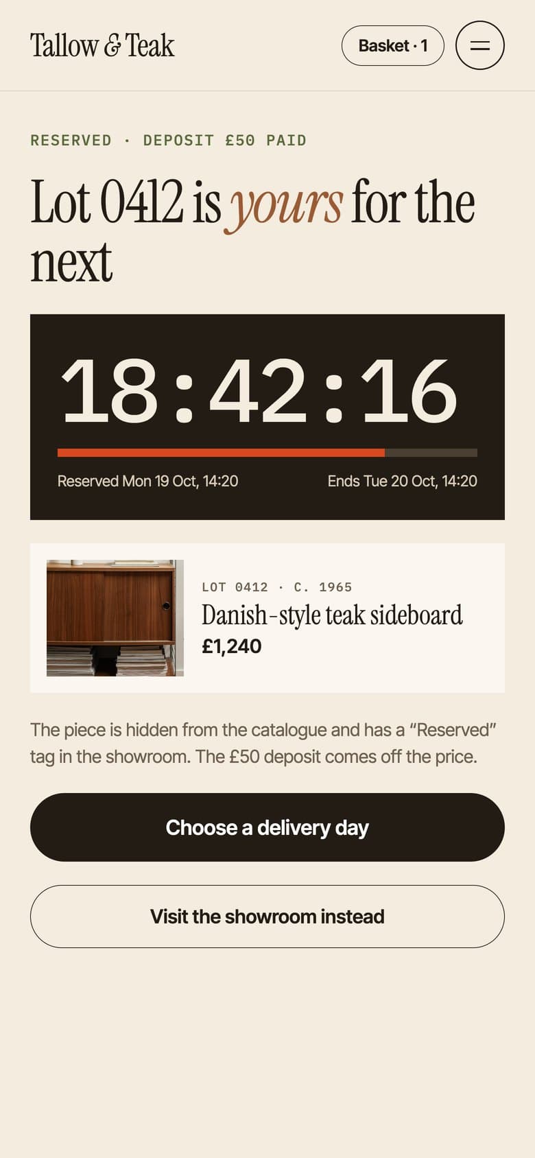 A 24-hour reservation with a timer