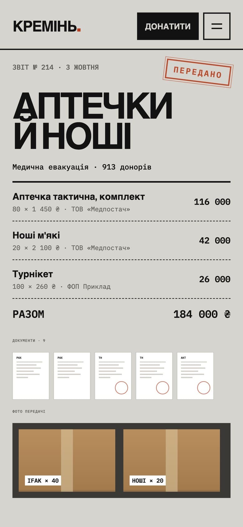 Fundraiser report on a phone